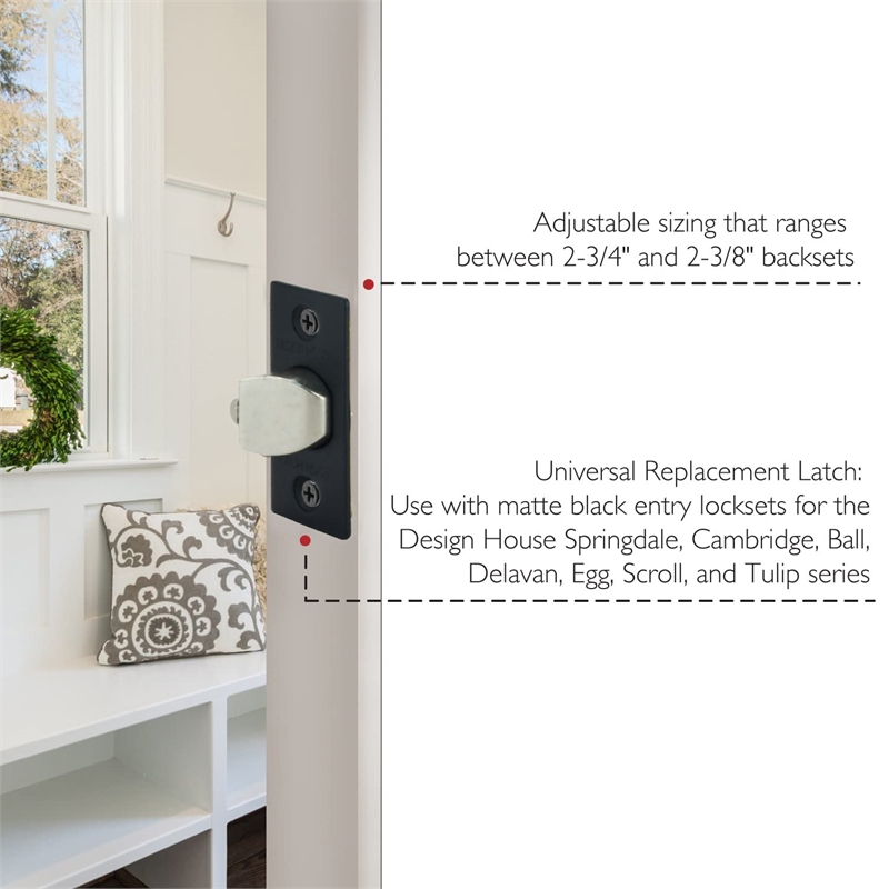 Bowery Hill Square Corner 2-Way Replacement Entry Latch in Matte Black
