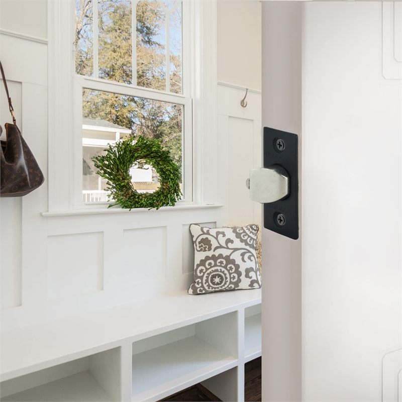 Bowery Hill Square Corner 2-Way Replacement Entry Latch in Matte Black