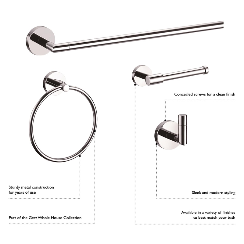 Bowery Hill Metal Robe Hook for Bath and Kitchen in Satin Nickel