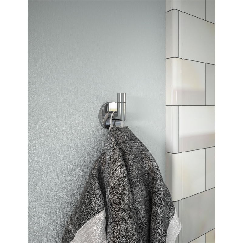Bowery Hill Zinc Metal Single Robe Hook in Polished Chrome Finish