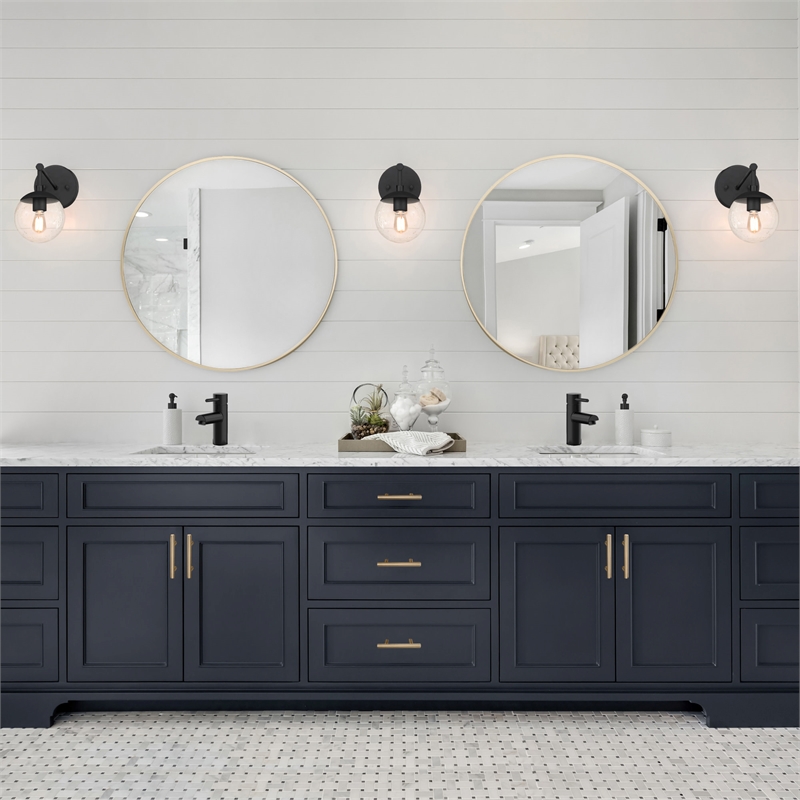 Bowery Hill Round Decorative Glass Wall Mirror with Gold Frame 24 Inch