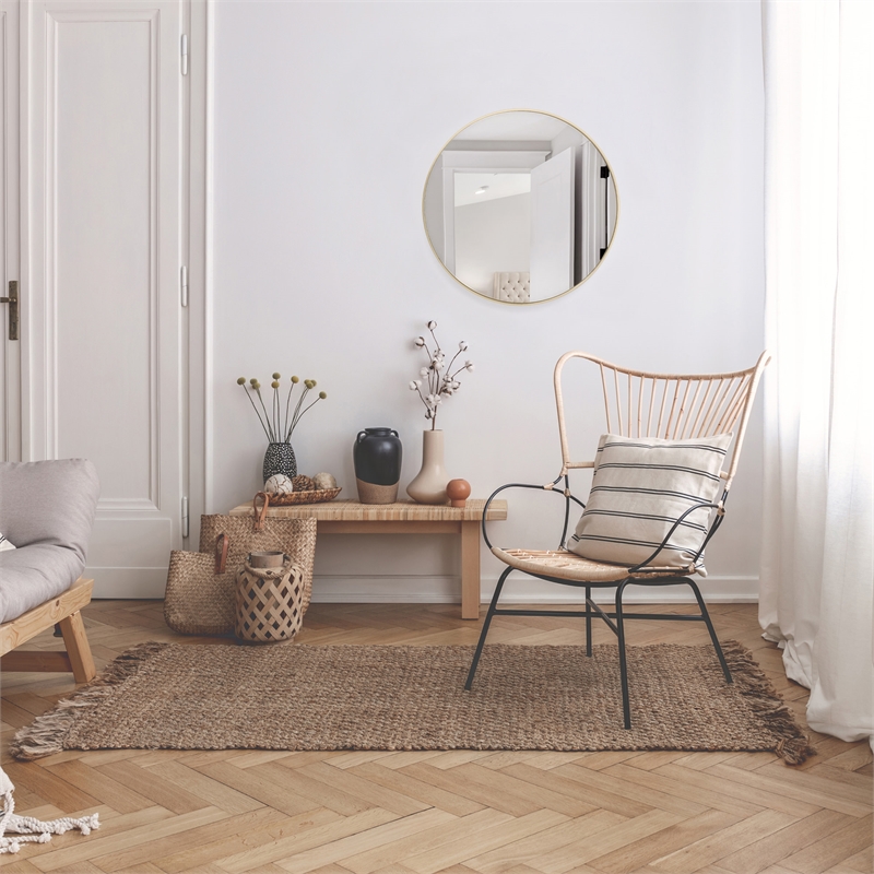 Bowery Hill Round Decorative Glass Wall Mirror with Gold Frame 24 Inch