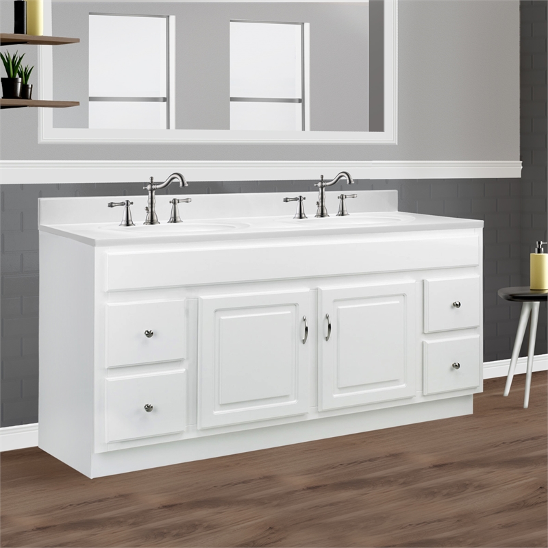 Bowery Hill 61-Inch Vanity with Solid White Cultured Marble Top
