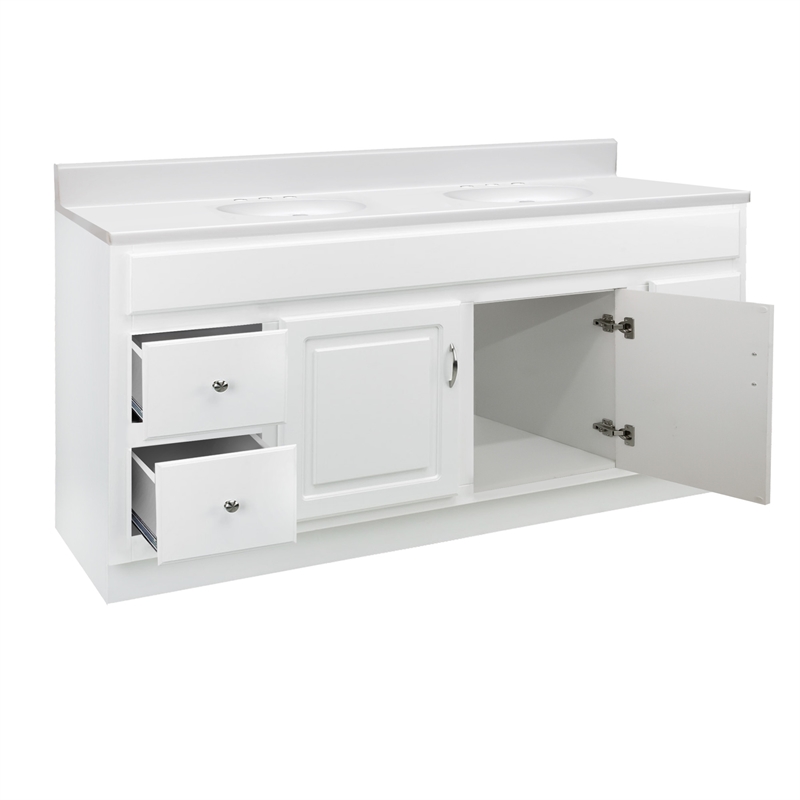 Bowery Hill 61-Inch Vanity with Solid White Cultured Marble Top