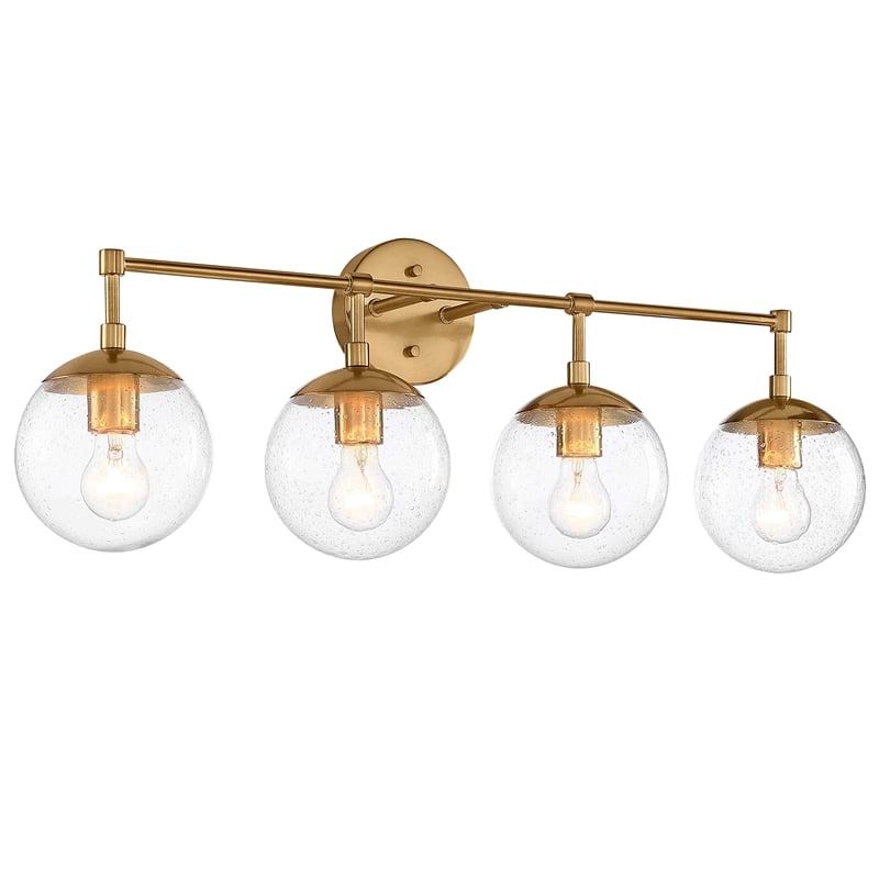 Bowery Hill 4-Light Seedy Glass Globe Vanity Light in Satin Gold