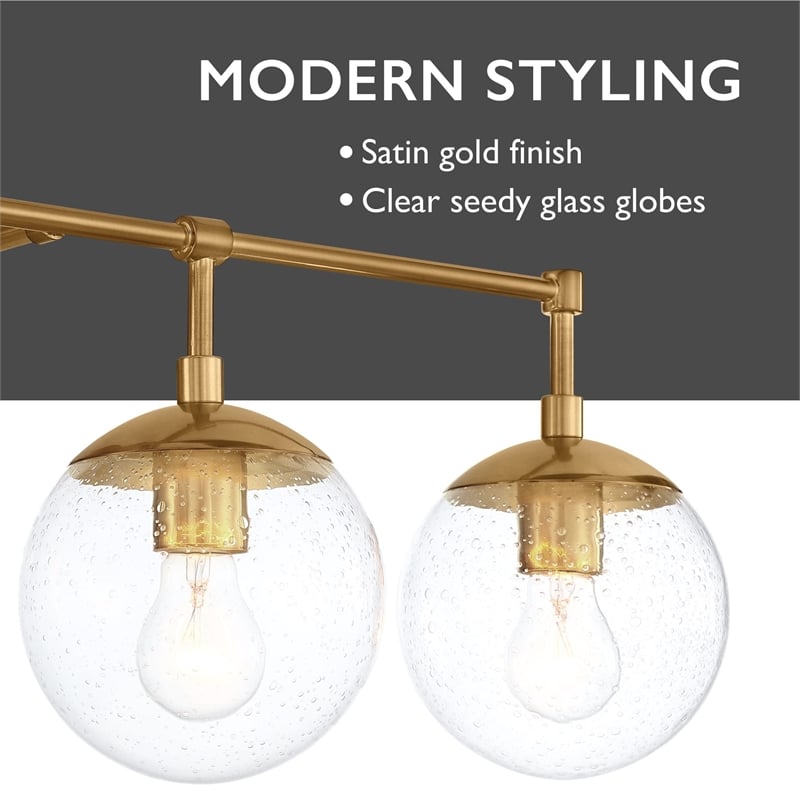 Bowery Hill 4-Light Seedy Glass Globe Vanity Light in Satin Gold