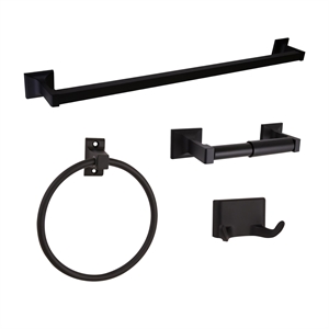 Bowery Hill Aluminum Bath Accessory Kit in Matte Black 4-Piece