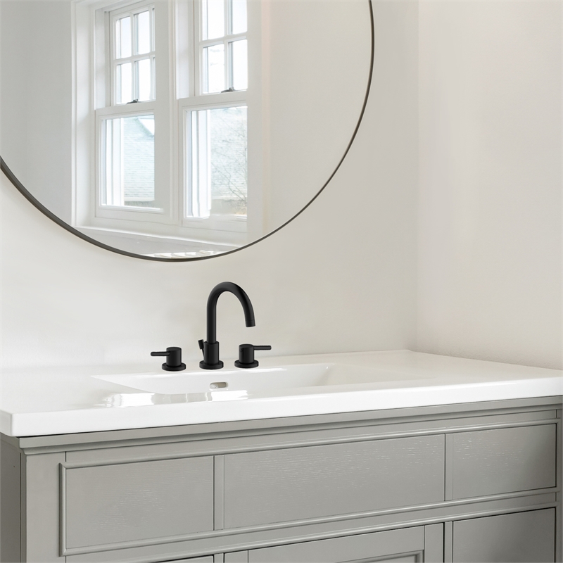 Bowery Hill 2-Handle Widespread Brass Bathroom Faucet in Matte Black