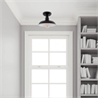 Bowery Hill 1-Light Stainless Steel Ceiling Light in Matte Black