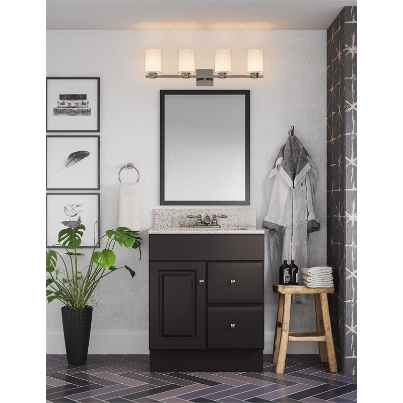 Bowery Hill 4-Light Dual Glass Steel Vanity Light in Brushed Nickel