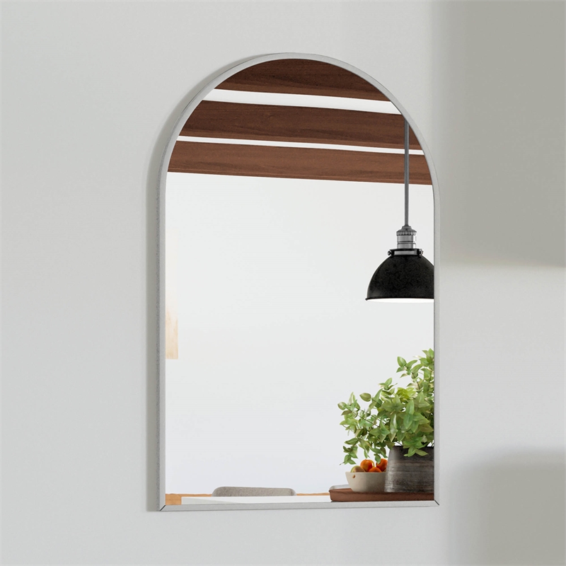 Bowery Hill 30 x 20 Inch Glass Arched Wall Mirror with Silver Frame