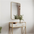 Bowery Hill 30 x 20 Inch Rounded Corner Glass Wall Mirror with Gold Frame