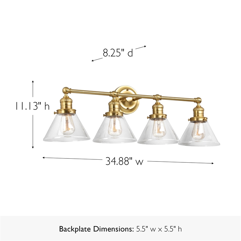 Bowery Hill 4-Light Stainless Steel Bath Vanity Light in Black/Gold