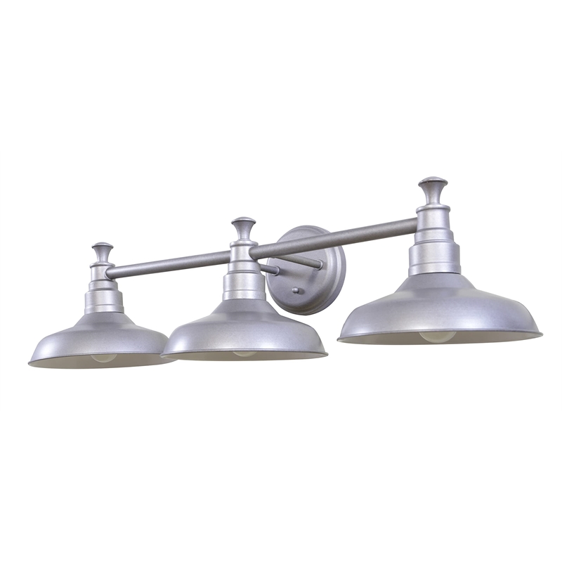Bowery Hill 3-Light Stainless Steel Vanity Light in Galvanized Paint