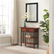 Bowery Hill Rectangular Framed Wood Bathroom Mirror in Matte Black