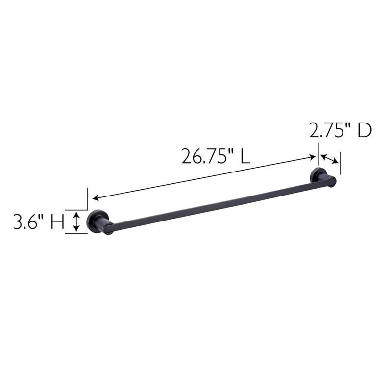 Bowery Hill Contemporary Metal Towel Bar in Matte Black 24 Inch
