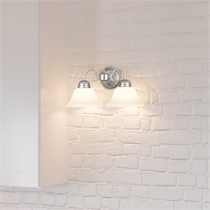 Bowery Hill 2-Light Stainless Steel Wall Mount Sconce in Satin Nickel