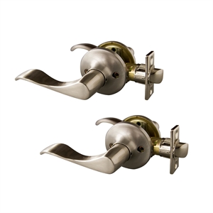 Bowery Hill Reversible Passage Metal Door Knob in Satin Nickel 2 Pack