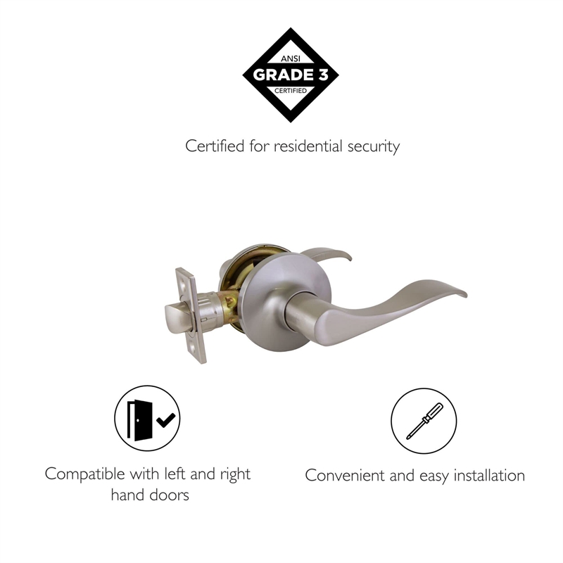 Bowery Hill Reversible Passage Metal Door Knob in Satin Nickel 2 Pack