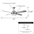 Bowery Hill 52 Inch LED Stainless Steel Ceiling Fan in Brushed Nickel