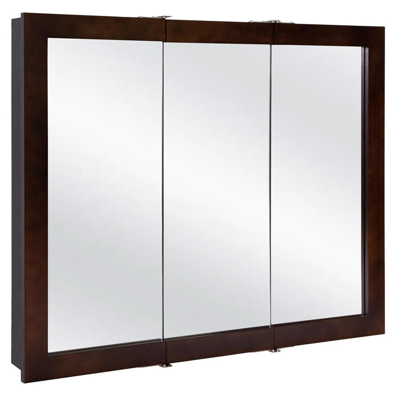 Bowery Hill 36-Inch Tri-View Solid Wood Medicine Cabinet in Espresso