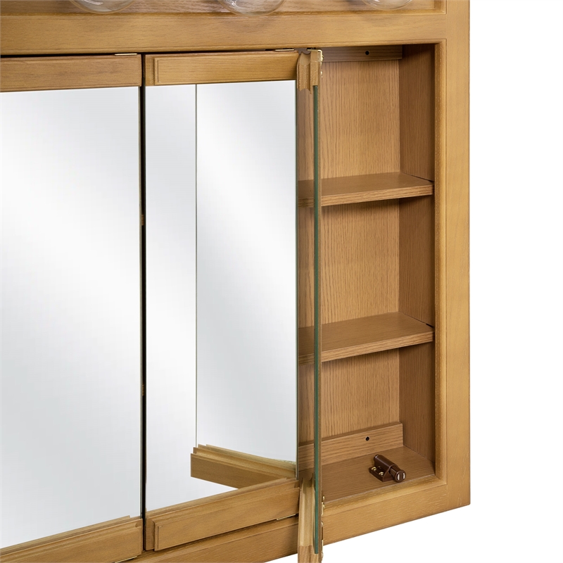 Bowery Hill 24-Inch 3-Light Wood Medicine Cabinet in Nutmeg Oak