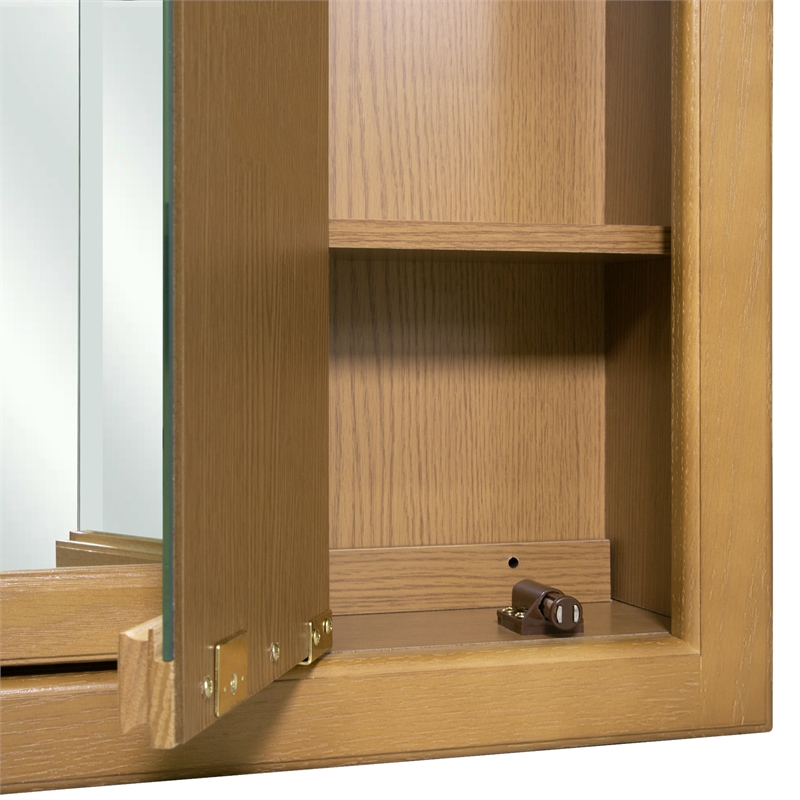 Bowery Hill 24-Inch 3-Light Wood Medicine Cabinet in Nutmeg Oak