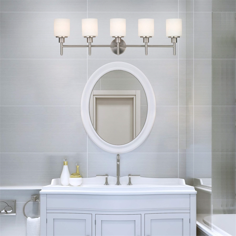 Bowery Hill 5-Light Stainless Steel Vanity Light in Silver Brushed Nickel