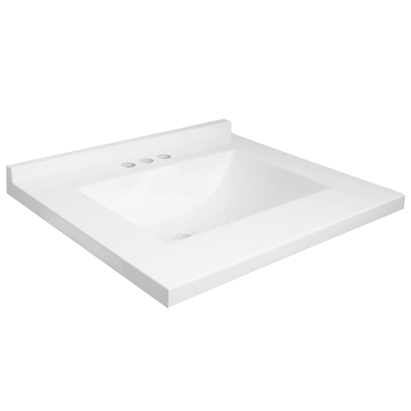 Bowery Hill 25-Inch Modern Birch Vanity with White Marble Top