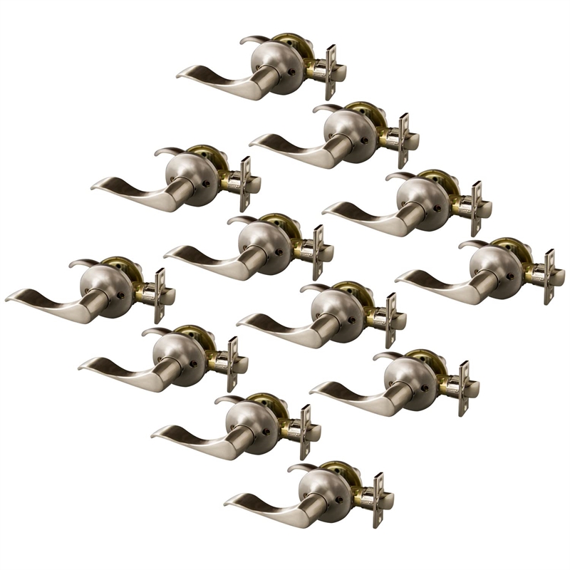 Bowery Hill Non-Locking Metal Passage Door Knob in Satin Nickel 12-Pack