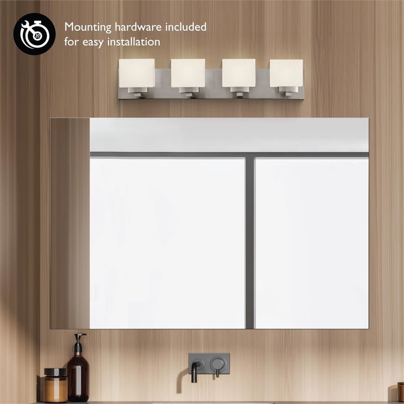 Bowery Hill 4-Light Stainless Steel Vanity Light in Satin Nickel