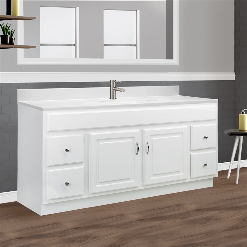 Bowery Hill 61-Inch Vanity with Solid White Cultured Marble Top