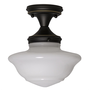 Bowery Hill Schoolhouse Stainless Steel Ceiling Light in Oil Rubbed Bronze