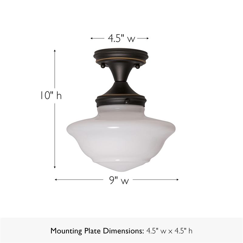 Bowery Hill Schoolhouse Stainless Steel Ceiling Light in Oil Rubbed Bronze