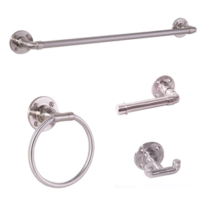 Bowery Hill 4-Piece Metal Bathroom Hardware Kit in Satin Nickel