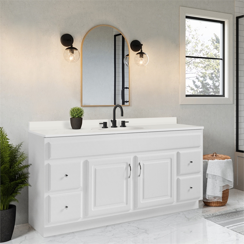 Bowery Hill 61-Inch Vanity with Solid White Cultured Marble Top