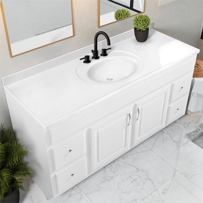 Bowery Hill 61-Inch Vanity with Solid White Cultured Marble Top