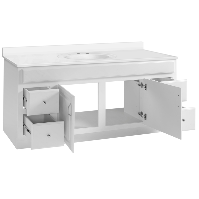 Bowery Hill 61-Inch Vanity with Solid White Cultured Marble Top