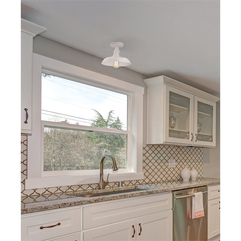 Bowery Hill 11-Inch Stainless Steel Ceiling Light in Antique White