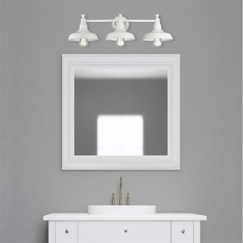 Bowery Hill 3-Light Stainless Steel Vanity Light in Antique White