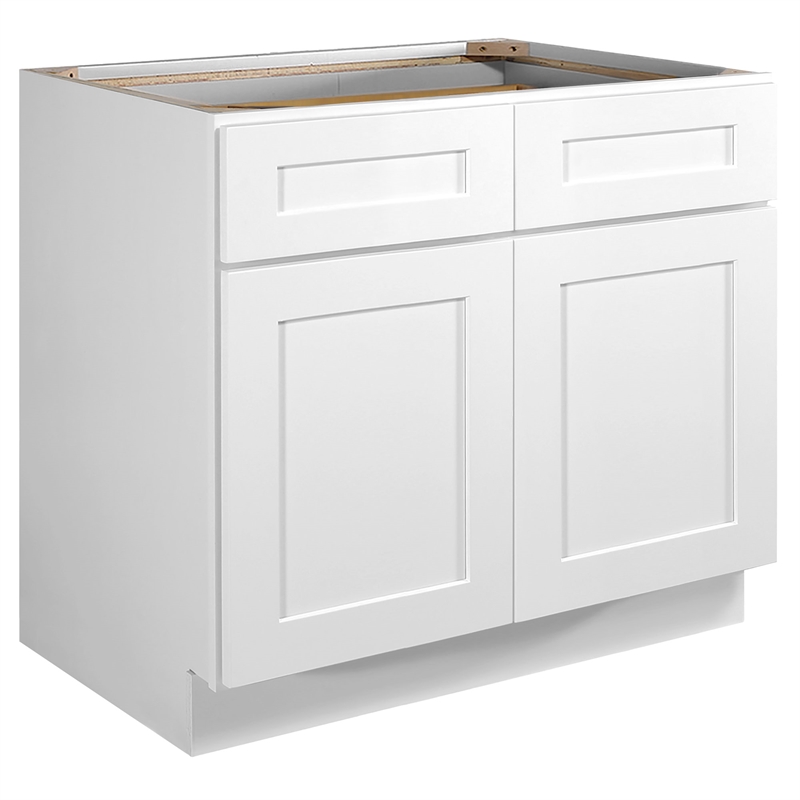 Bowery Hill Wood Kitchen Base Cabinet in White 36 x 24 x 34.5 Inch