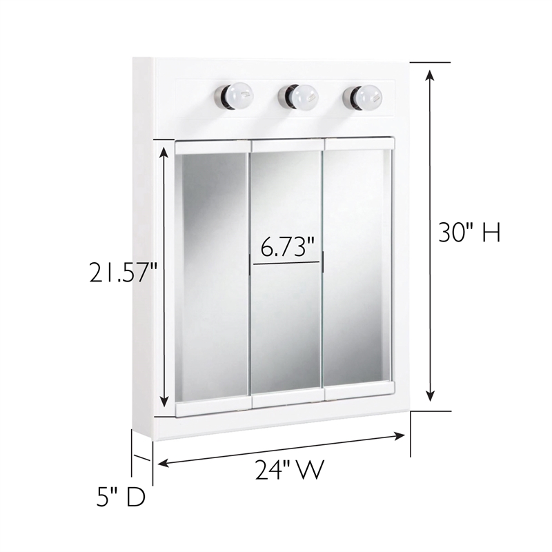 Bowery Hill 24-Inch 3-Light Wood Medicine Cabinet in White Gloss