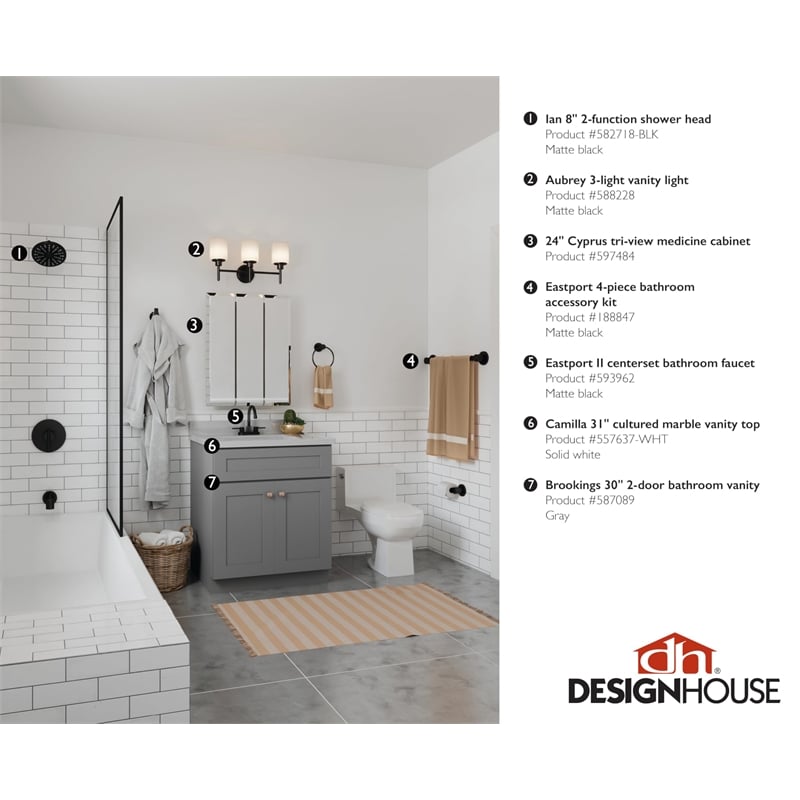 Bowery Hill 2-Handle Centerset Bathroom Brass Faucet in Matte Black
