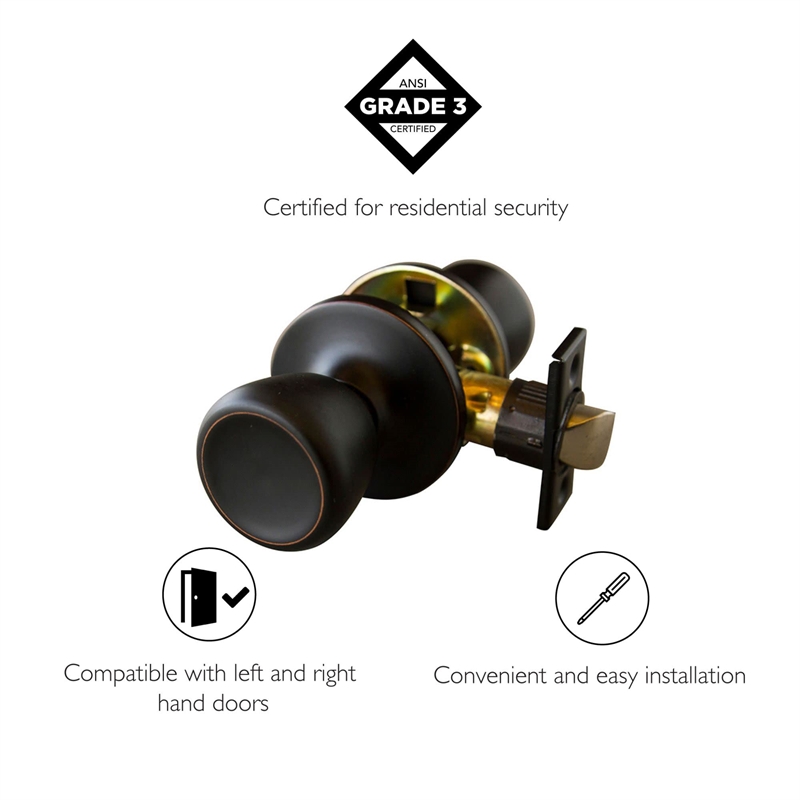 Bowery Hill 2-Pack Brass Passage Door Knob in Oil Rubbed Bronze