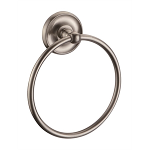 Bowery Hill Transitional Zinc Metal Towel Ring in Silver Brushed Nickel