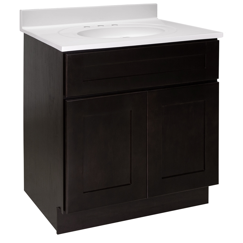 Bowery Hill 31-Inch Vanity with White Cultured Marble Top in Espresso