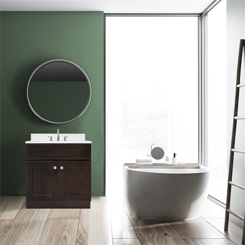 Bowery Hill 31-Inch Vanity with White Cultured Marble Top in Espresso
