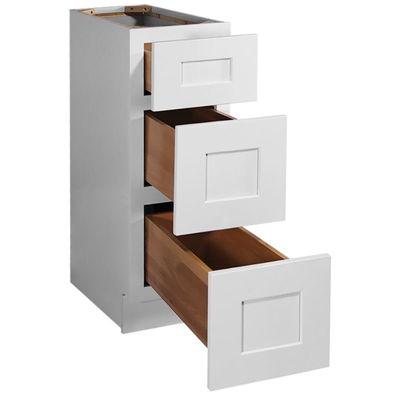 Bowery Hill Wood Drawer Base Cabinet in White 12 x 24 x 34.5-Inch
