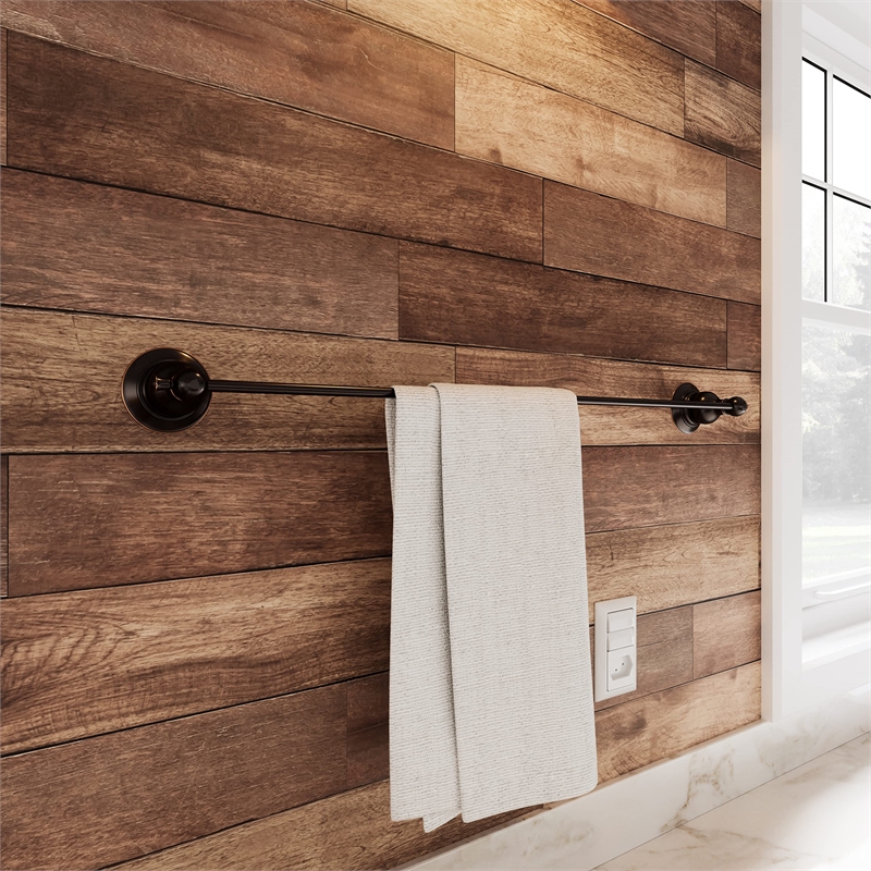 Bowery Hill Wall-Mounted Bathroom Towel Bar in Oil-Rubbed Bronze 24-Inch