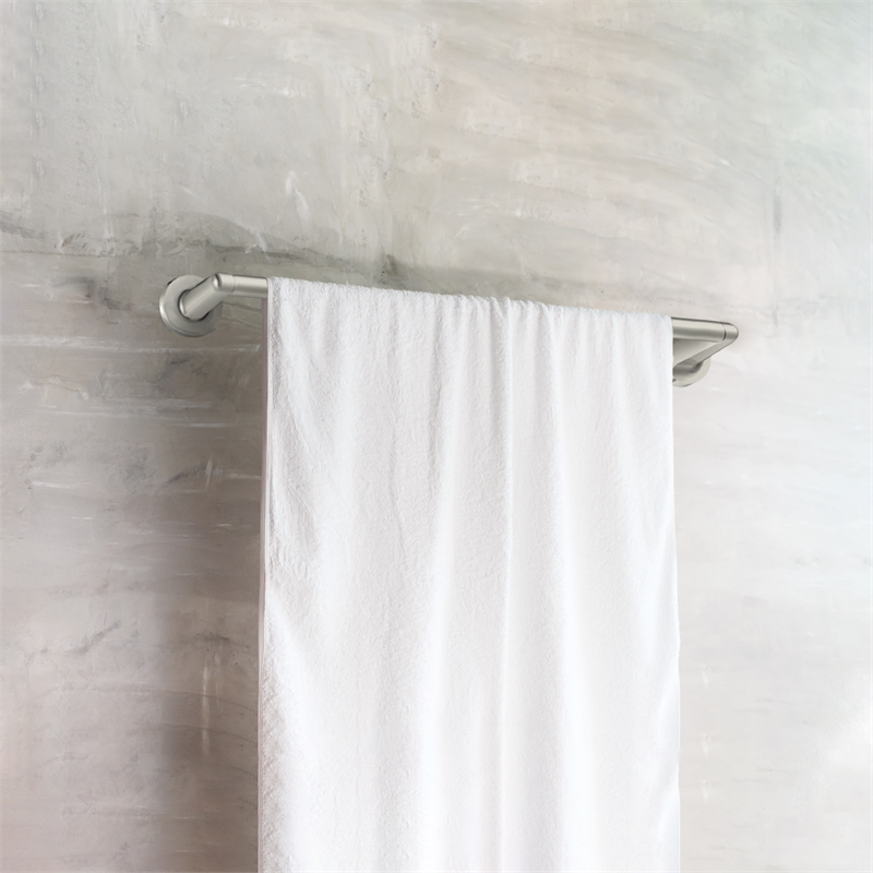Bowery Hill Wall Mount Metal Towel Bar in Brushed Nickel 18 Inch